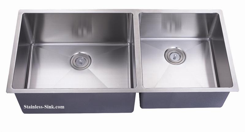 43" 60/40 Double Bowl Large Undermount Stainless Steel Kitchen Sink: BEL-4320-DOM (16 gauge)