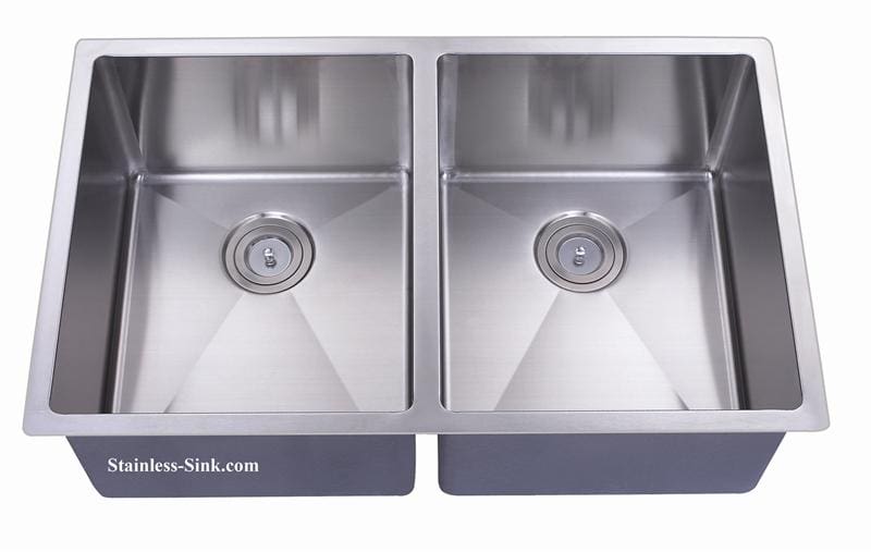 33" 50/50 Equal Double Bowl Undermount Stainless Steel Kitchen Sink: BEL-5050-DOM (16 gauge)