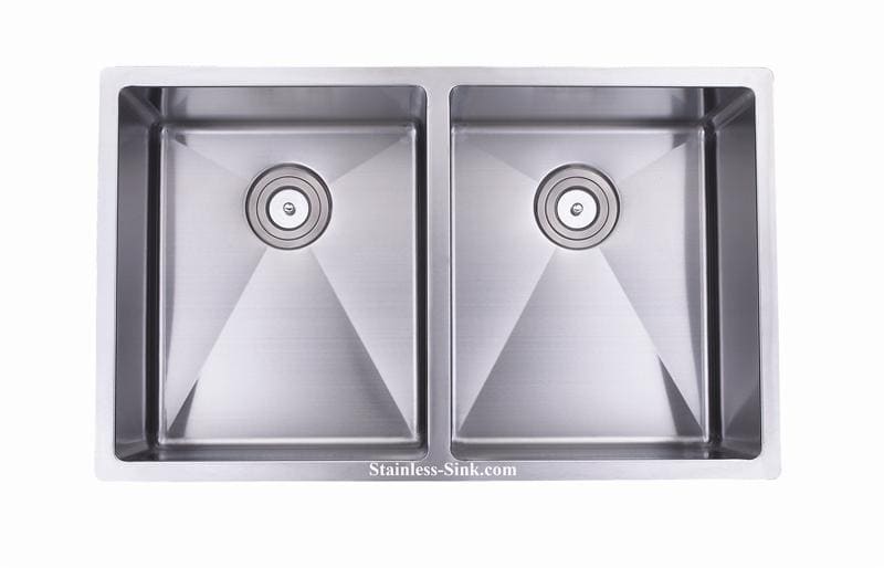 33" 50/50 Equal Double Bowl Undermount Stainless Steel Kitchen Sink: BEL-5050-DOM (16 gauge) - Image 2