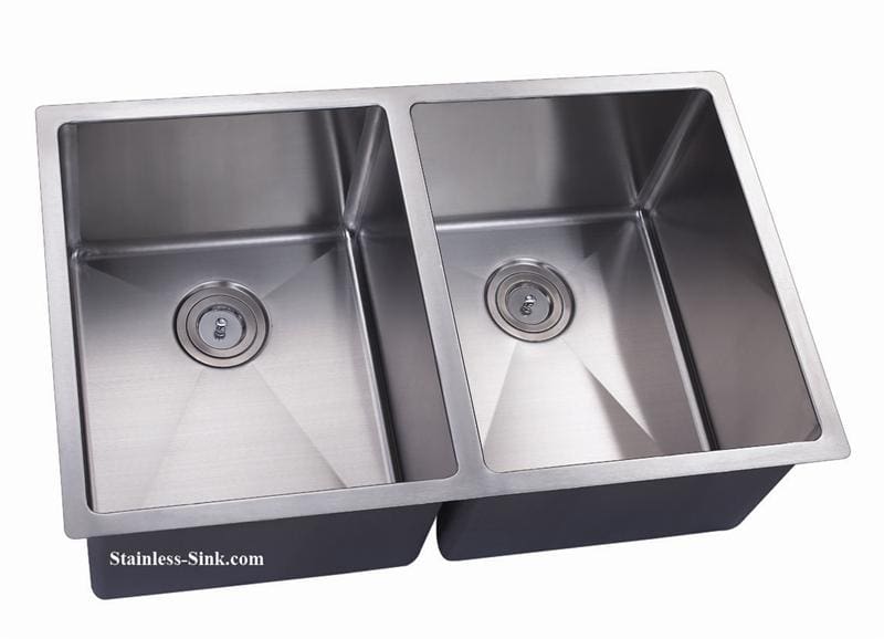 33" 50/50 Equal Double Bowl Undermount Stainless Steel Kitchen Sink: BEL-5050-DOM (16 gauge) - Image 3
