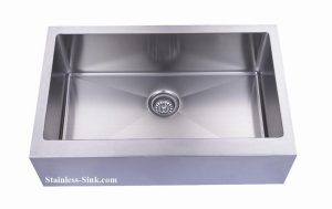 32" Near Zero Radius Flat Front Stainless Steel Single Bowl Apron Farm Kitchen Sink 15 Gauge NZR-3219-FF