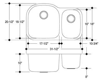 32" Italia Undermount Stainless Steel Double Bowl Kitchen Sink IT-100M with FREE ACCESSORIES - Image 2