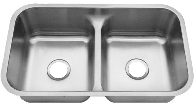 32" Ellis LOW DIVIDE 50/50 Undermount Stainless Steel Double Bowl Sink 18 Gauge with Center Drain EL-LowD