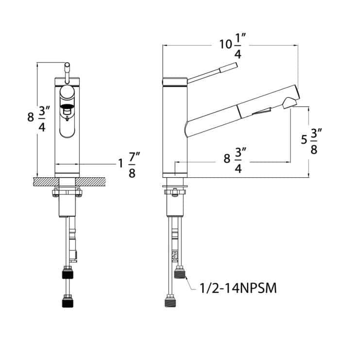 Huntington Brass 8" Tall Euro Pull- Out Kitchen Faucet K16239 - Image 2