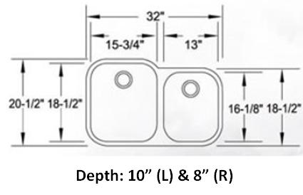 32" Italia Undermount Stainless Steel Double Bowl Kitchen Sink IT-300S with FREE ACCESSORIES - Image 2