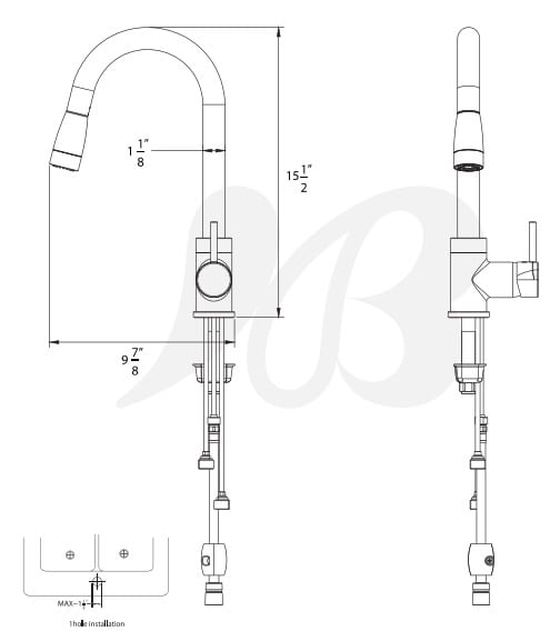Huntington Brass Flux Gooseneck Faucet with MAGNETIC Pull Down Sprayer - One or Three Hole Installation K48802 in BRUSHED SATIN NICKEL Finish - Image 2