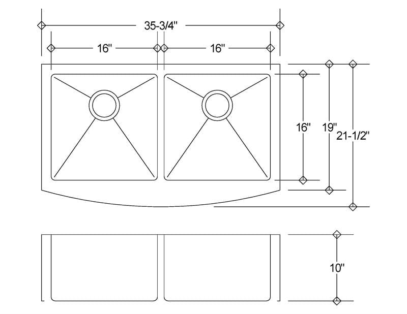 36" Near Zero Radius Curved Front Stainless Steel Double Bowl Apron Kitchen Sink IT-1200 with FREE ACCESSORIES - Image 2