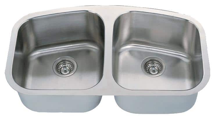 34" Italia Undermount Stainless Steel Double Bowl Kitchen Sink IT-200 with FREE ACCESSORIES