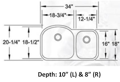34" Italia Undermount Stainless Steel Double Bowl Kitchen Sink IT-100 with FREE ACCESSORIES - Image 2