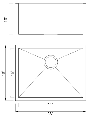 High-quality 23" undermount stainless steel single bowl sink with near-zero radius edges.