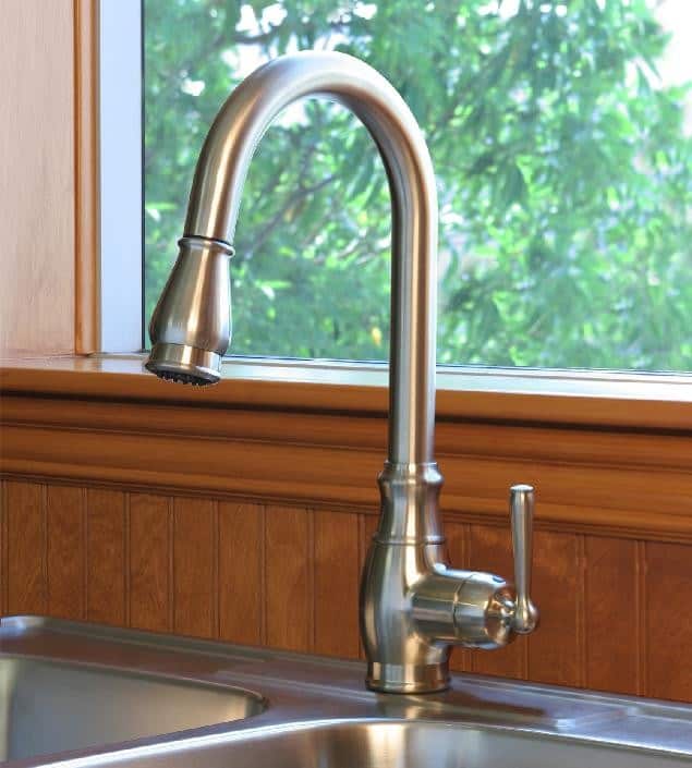 Huntington Brass Isabelle Gooseneck Faucet with MAGNETIC Pull Down Spray - One or Three Hole Installation K48110 - Image 4