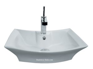 Sienna white vessel sink - bathroom porcelain china top mount SIE-215-DOM