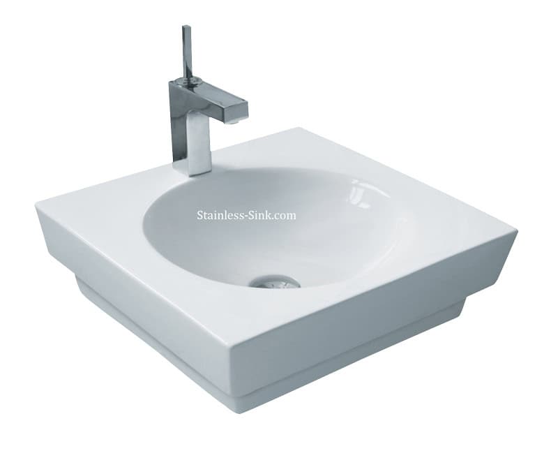 Sienna white vessel sink - bathroom porcelain china top mount SIE-425-DOM - Image 2