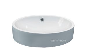 Sienna white vessel sink - bathroom porcelain china top mount SIE-426-DOM