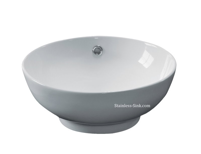 Sienna white vessel sink - bathroom porcelain china top mount SIE-440-DOM