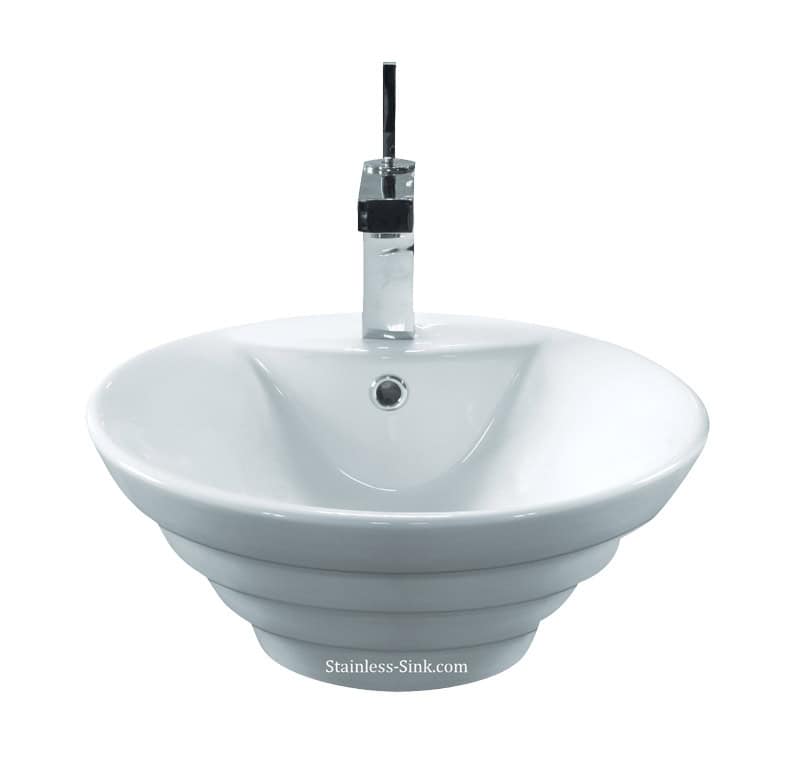 Sienna white vessel sink - bathroom porcelain china top mount SIE-460-DOM