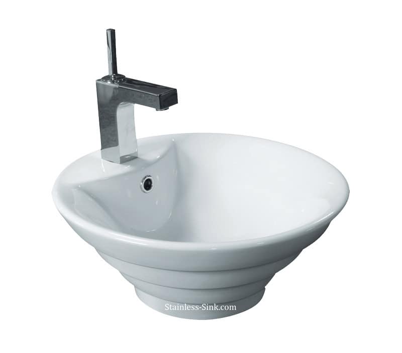 Sienna white vessel sink - bathroom porcelain china top mount SIE-460-DOM - Image 2