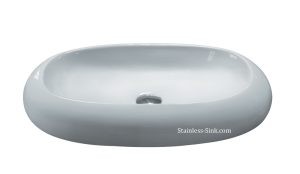 Sienna white vessel sink - bathroom porcelain china top mount SIE-485-DOM
