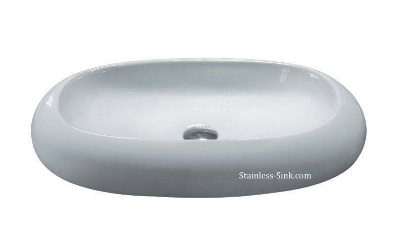 Sienna white vessel sink - bathroom porcelain china top mount SIE-485-DOM