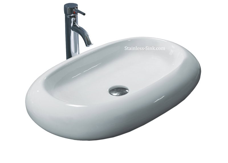 Sienna white vessel sink - bathroom porcelain china top mount SIE-485-DOM - Image 2