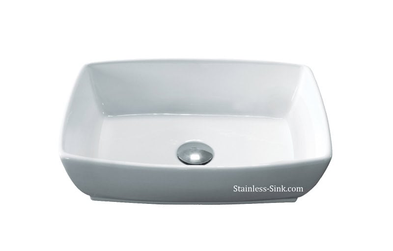 Sienna white vessel sink - bathroom porcelain china top mount SIE-522-DOM