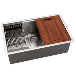 30" Workstation Single Bowl Undermount Sink with Accessories