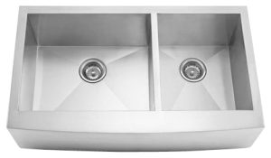 33" Zero Radius Curved Front Stainless Steel Double Bowl Apron Sink 15 Gauge ZRA-3320