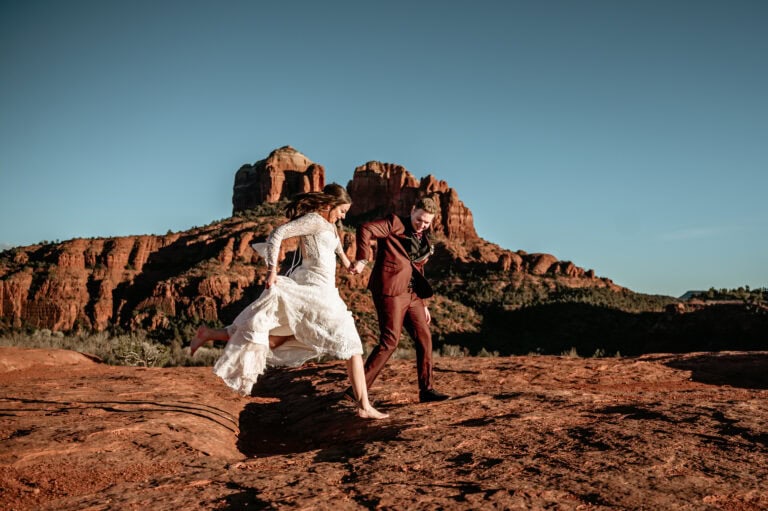 Mercy & Matthew’s Sedona Airbnb Micro-Wedding,  Adventure Portraits & Phoenix Reception