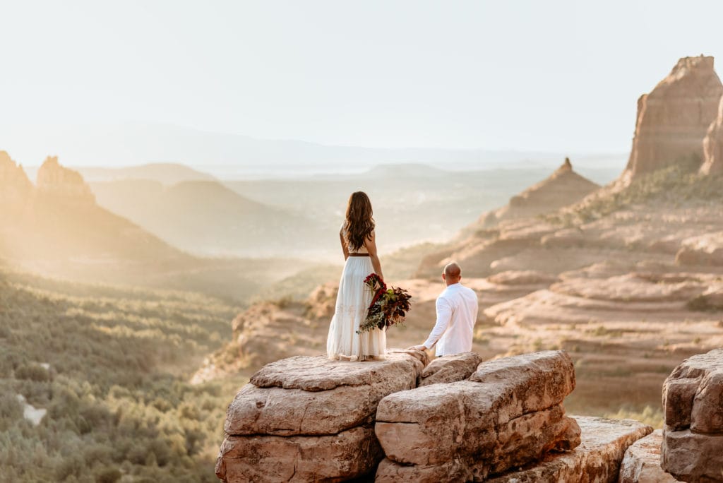 Couple at Merry Go Round Rock wedding in Sedona