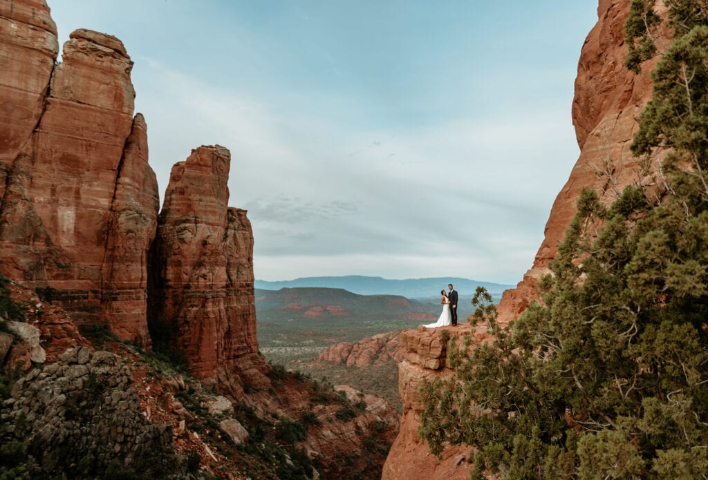 Cathedral Rock Sunrise elopement wedding portraits