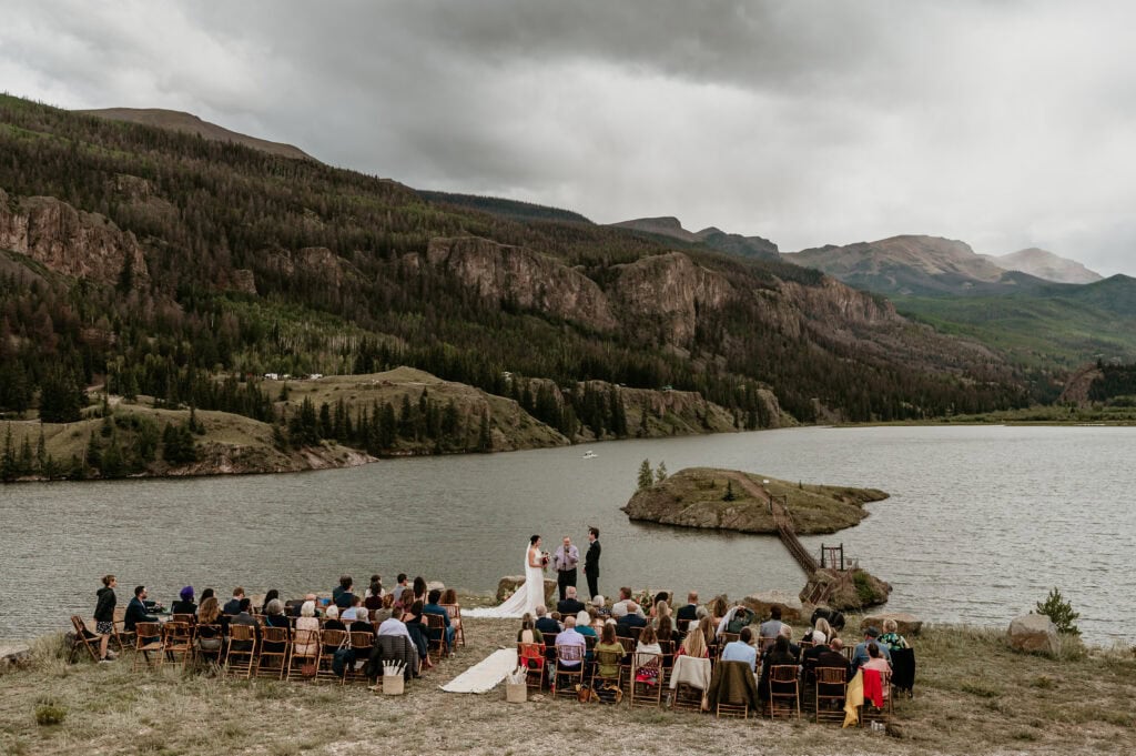 wedding ceremony overlooking Lake San Cristobal in the San Juan Mountains