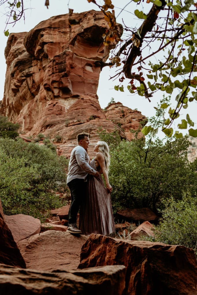 Couple gaze at each other after reading their vows during their Fay Canyon Elopement