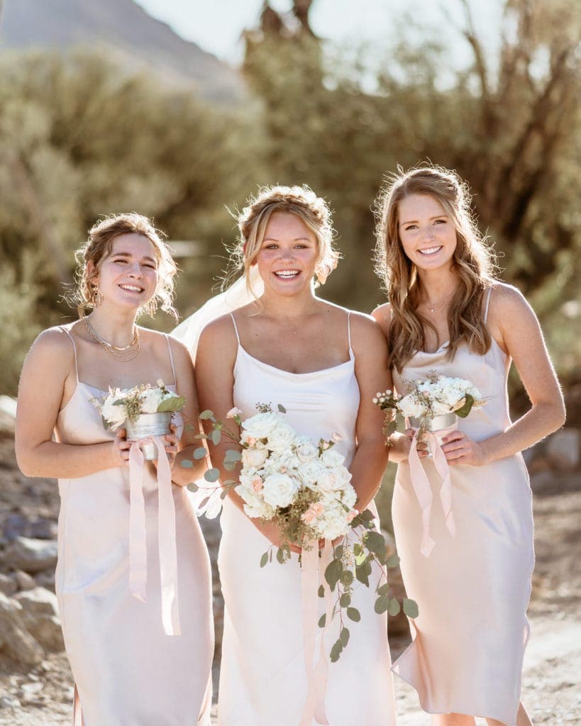 Bride with sister and best friend at her Wranglers Roost Wedding