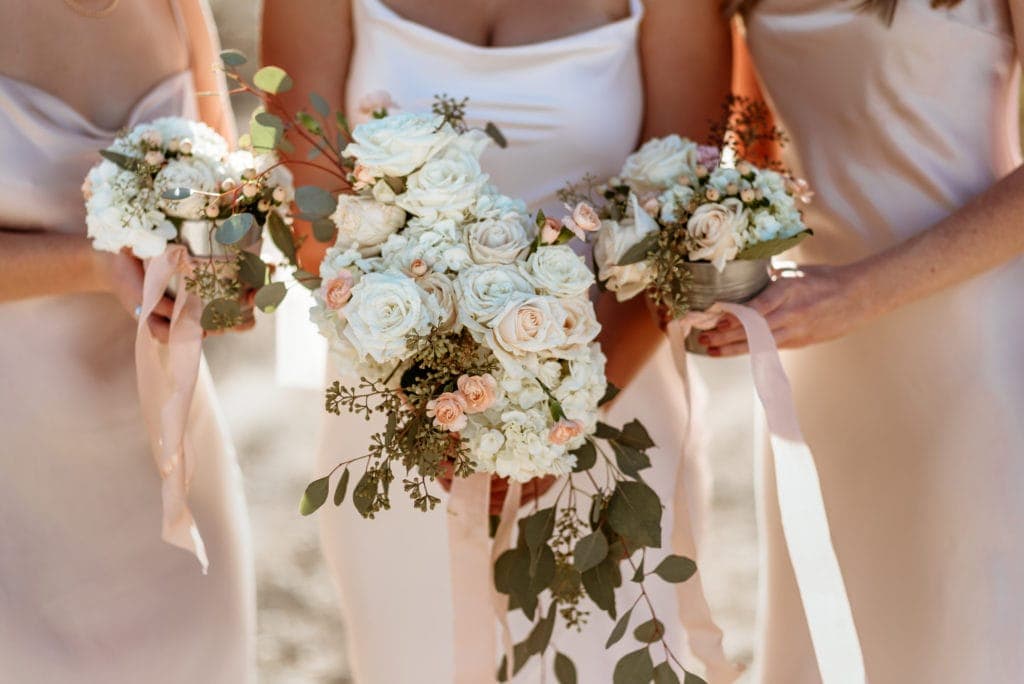 DIY bouquets during Phoenix outdoor wedding