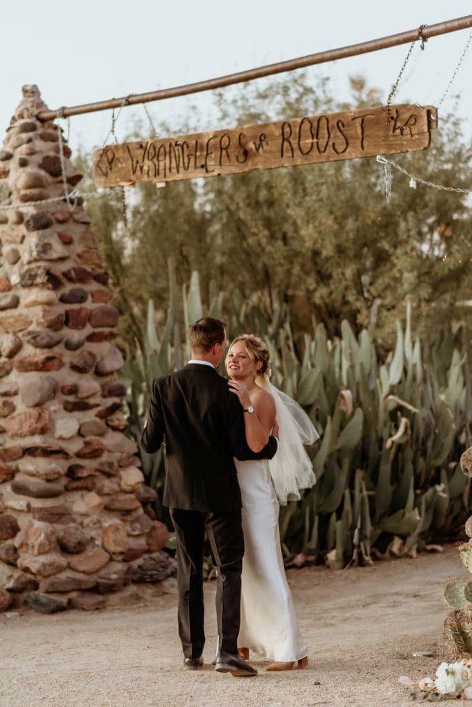 A first dance amongst the cactus gardens of Wranglers Roost