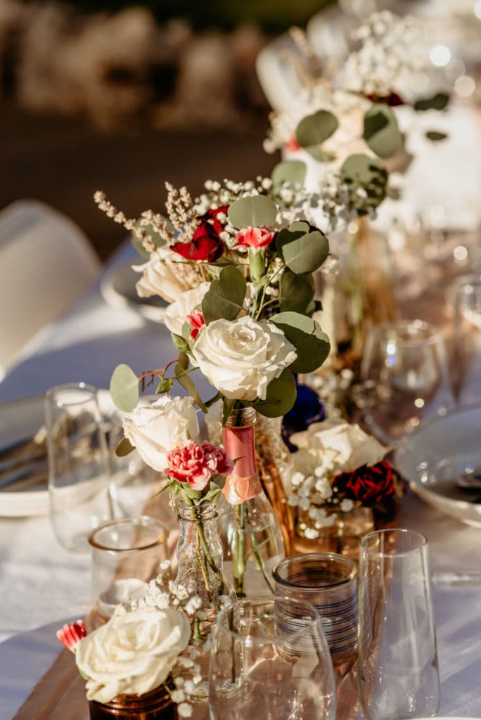 DIY table settings for a courtyard dinner