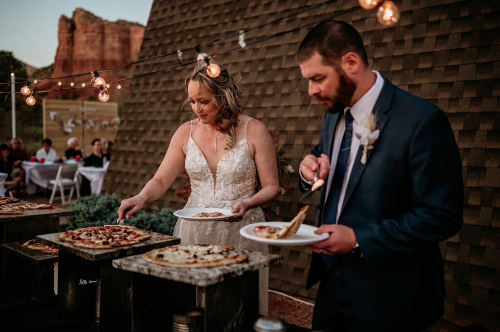 Gourmet Pizza dinner at the Red Agave Resort Wedding Venue in Sedona, Arizona