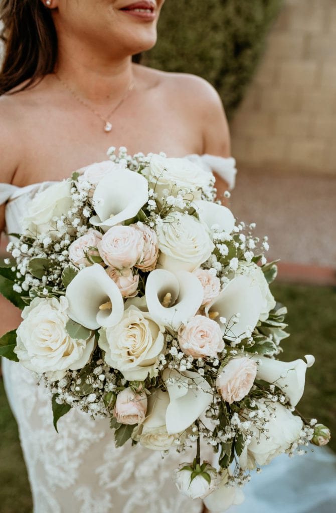 boquet of Calla lillies and pink roses