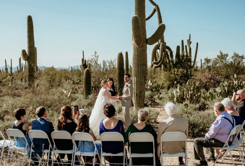 Ceremony in Saguaro National Park for Arizona elopement