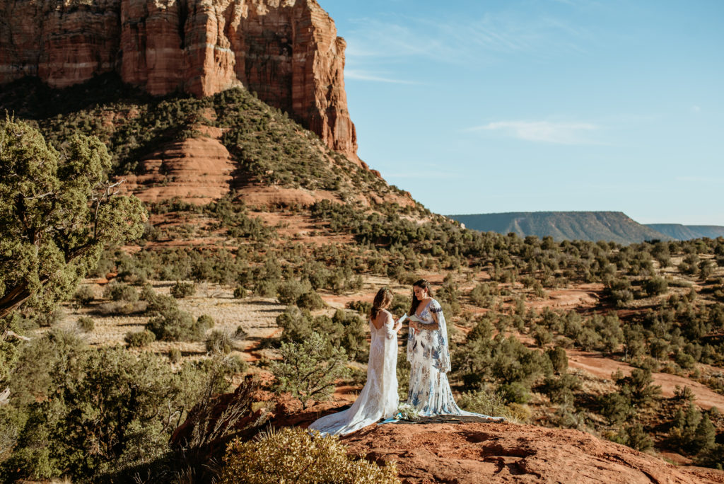 View of Courthouse Butte in Sedona during elopement