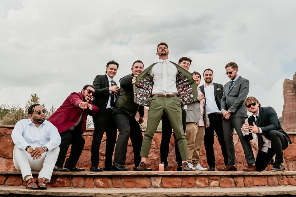 Groomsmen at the Red Agave Resort Wedding Venue in Sedona, Arizona
