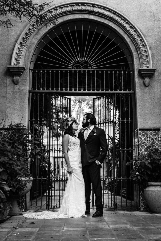 Black and white timeless bridal portrait at Tlaquepaque