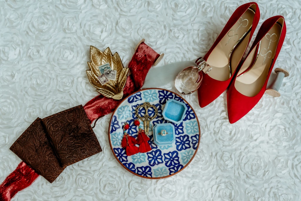 detail shots with Bright red and blue tones
