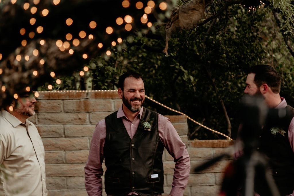 Groom smiling at the Tucson Botanical Gardens