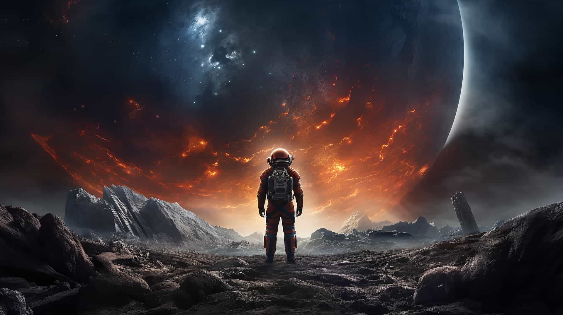 Astronaut in space representing innovative marketing solutions and business growth.