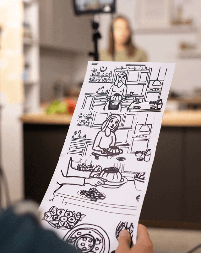 Storyboard illustration for video production and content planning by TeamForce Solutions.