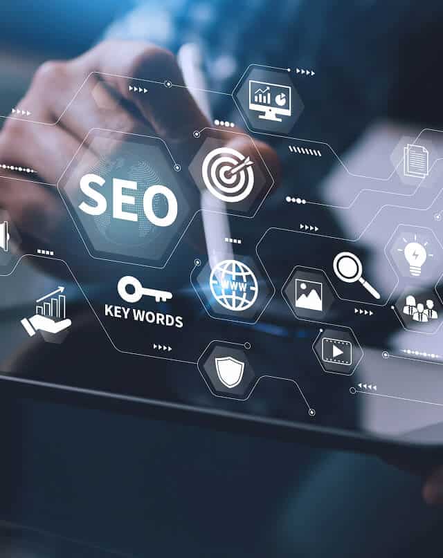 SEO strategy and keywords displayed on digital interface, TeamForce Solutions.