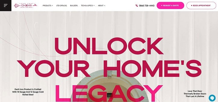 Love That Door website design showcasing luxury products and digital presence.