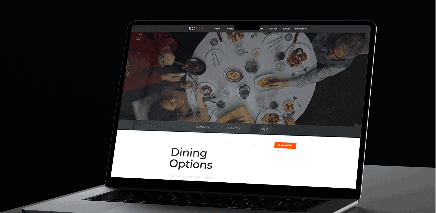 EG Steakhouse website design showcasing luxury dining experience and user-friendly navigation.