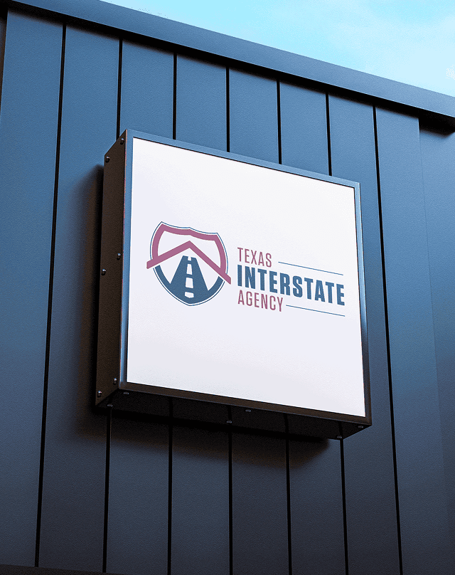 Texas Interstate logo redesign on building signage, TeamForce Solutions branding project.